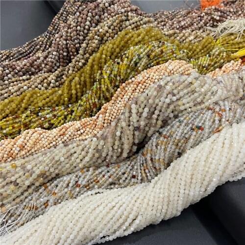 Tiny 3mm Yellow Faceted Natural Stone Beads Amazonite Quartz Crystal Loose Beads Agat For Jewelry Making Handmade Supplies 38cm