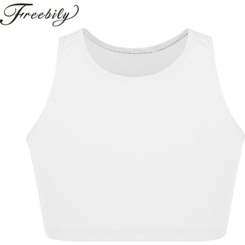 Kids Teens Solid Color Basic Ballet Leotard Crop Top Girls Gymnastics Ballet Sports Tanks Dance Tank Tops Children Dance Wear