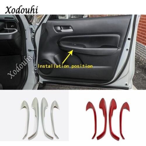 For Honda Fit Jazz 2020 2021 Car Body Cover Sticker Trim Styling Door Inner Handle Armrest Handrail Frame Panel Parts Hoods 4pcs
