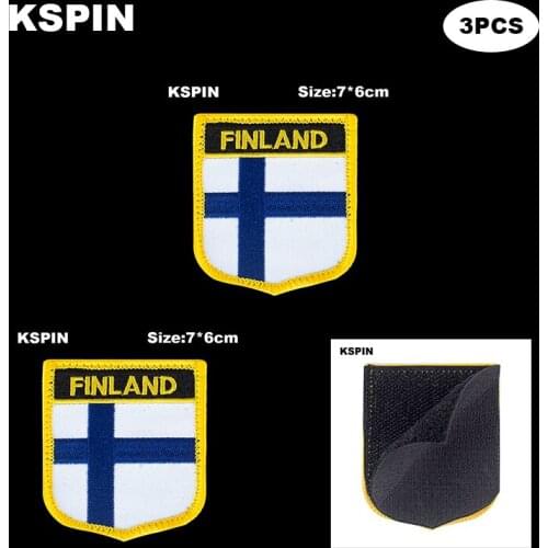 National Flag Patch Hook Loop Finland Badges Armband 3D Stick on Jacket Backpack Stickers