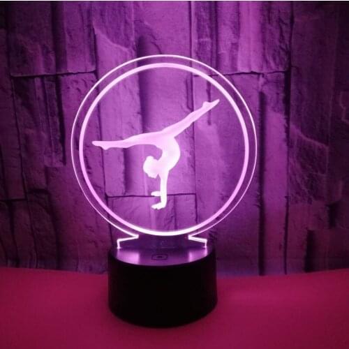Gymnast Model 3D LED Night Light Novelty Gifts 7 Colors LED Desk Table Lamp Touch Base USB Atmosphere lamp Children Gift