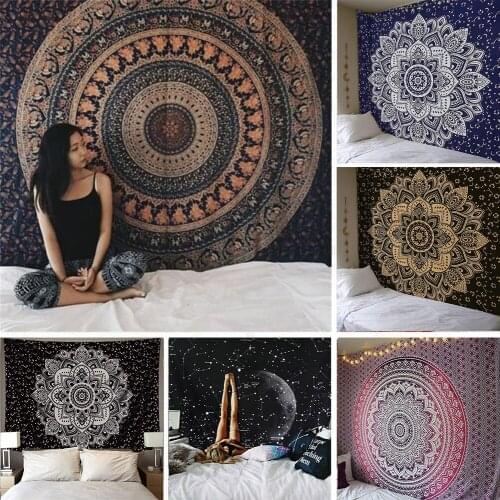 Indian Mandala Tapestry Wall Hanging for Home Decor Boho Beach Floral Throw Rug Blanket Cloth Dorm Decoration Trippy Tapestries