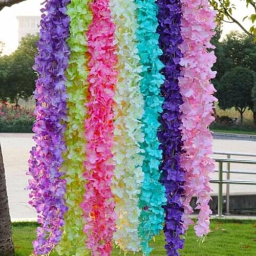 Artificial Wisteria Flower Vine Silk Hydrangea Rattan DIY Wedding Birthday Party Decoration Wall Backdrop Flowers