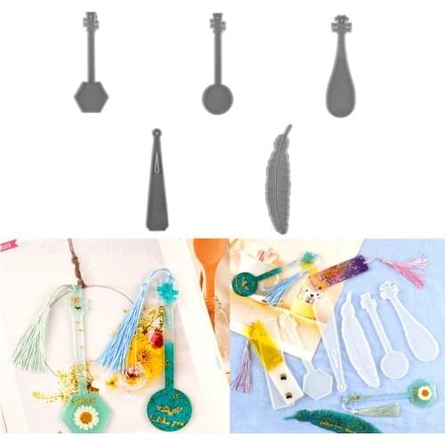 Classic Bookmark Silicone Molds UV Epoxy Resin Mold Feather Musical Instrument Casting Mould for DIY Crafts Jewelry Making Tools