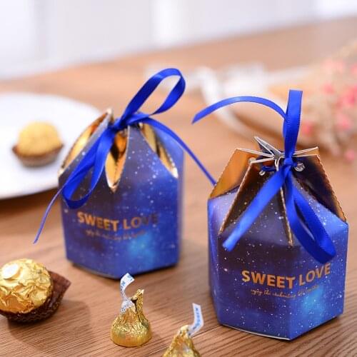 20PCS Starry sky Creative hexagonal Candy Box Baby Shower Wedding Favors and Gifts Boxes Birthday Party Decoration for Guests