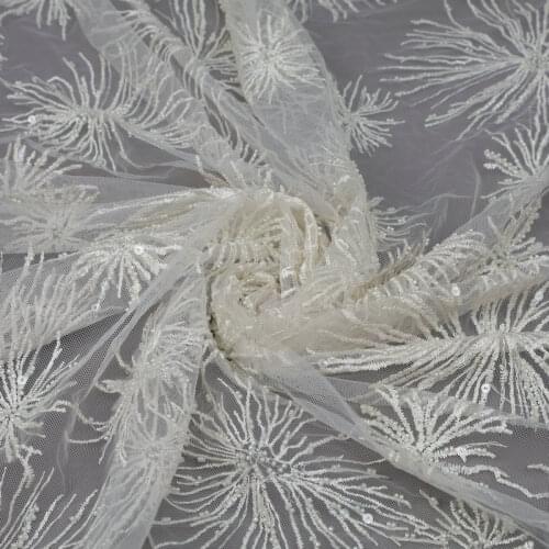 2 Yard/ Lot Seuqins Lace Fabric 130cm Width Dress Lace Fabric Bridal Lace Fabric Sequins and Bead Lace Fabric Sell By 5 Yard