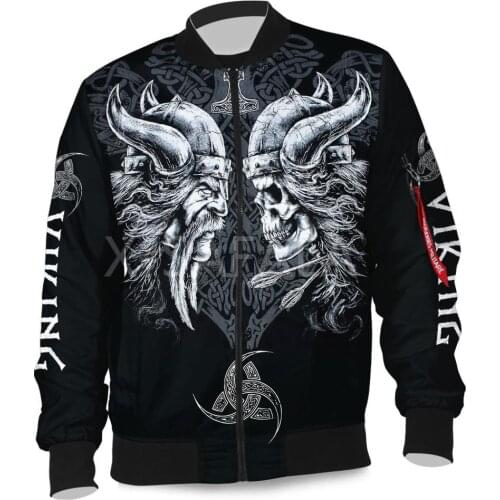 Mens Unisex 3D Bomber Jackets The Viking Word Tour Print Zipper Flight Jacket Casual Thick Coats Unisex Harajuku Streetwear