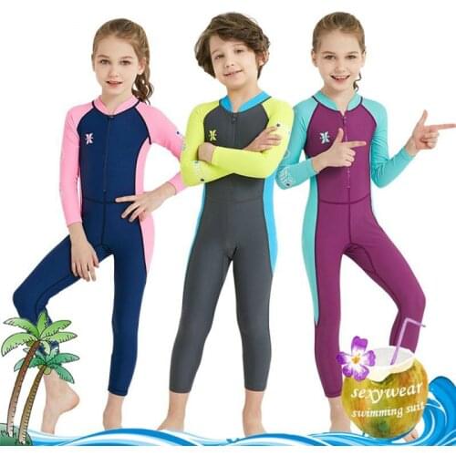 Summer New ChildrenS Diving Suit Outdoor Long-Sleeved One-Piece Swimsuit Sunscreen Quick-Drying ChildrenS Swimwear