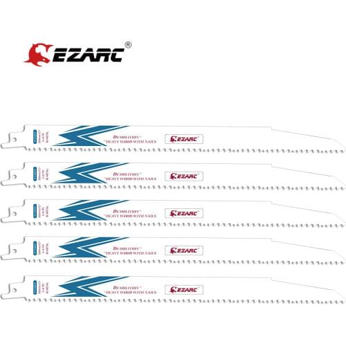 EZARC 5 Pcs Reciprocating Saw Blade Bi-Metal Cobalt Sabre Saw Blades for Wood & Metal Demolition 12-Inch 5+8TPI R1236DV