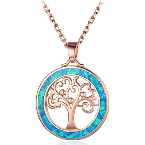 Hot Sale Stylish Exquisite Rose Gold Color Pendant Necklace From Tree Of Life Women Wedding Engagement Party Jewelry Gifts