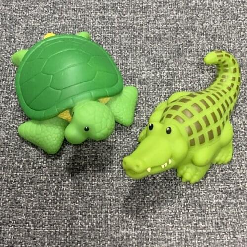 2Pcs Fisher Animal Little Doll Green Sea Turtle Crocodile mini doll figure toys child kid gift