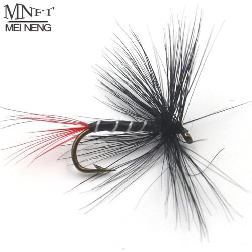 MNFT 10PCS 10# Zebra Black Gnat Red Butt Fresh Water Dry Fly Fishing Flies for Trout Fishing Artificial Baits