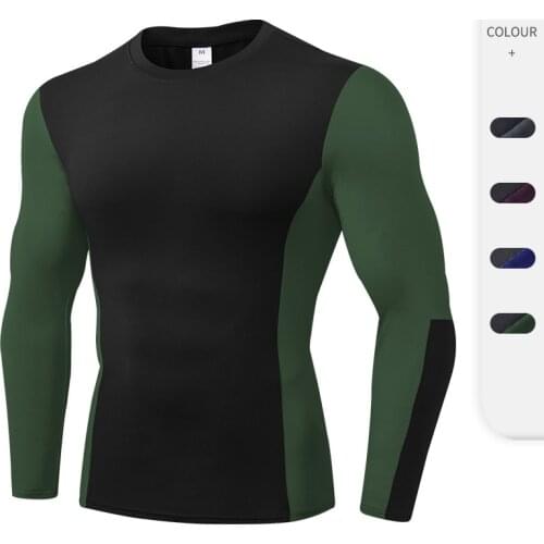 Men Running T-Shirt Fitness Workout Sport Shirts Sweat Quick Dry Gym Clothing Long Sleeve Casual Jogging Sport Shirt Male 2021