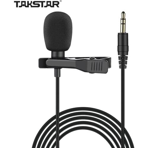 TAKSTAR TCM-400 Clip-on Lavalier Microphone Omnidirectional Lapel Mic 3.5mm Plug 5M Cable with Carry Bag for Live Broadcast
