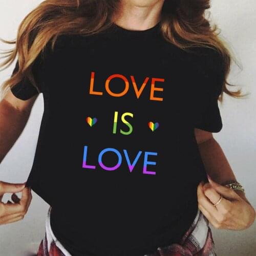 New Casual Gay Pride T Shirt Lesbian Pride Rainbow Love Is Love Printed Gay Shirts Tops Harajuku Women Tshirt