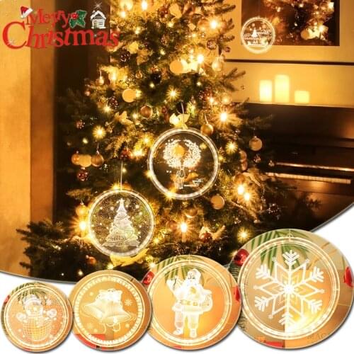 2022 Christmas Decorations for Home Winter 16/24 Cm 3D LED Warm White Suction Cup Hanging Lamp Decor New Year Party Living Room