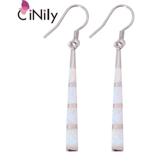 CiNily Authentic. Solid 925 Sterling Silver Created White Green Fire Opal Wholesale for Women Jewelry Drop Earrings SE004-05