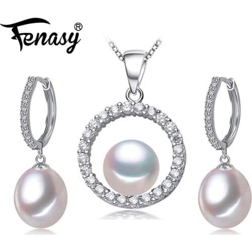 FENASY pearl jewelry natural Pearl necklaces & pendants sterling silver Bohemian necklace for women round pendant female
