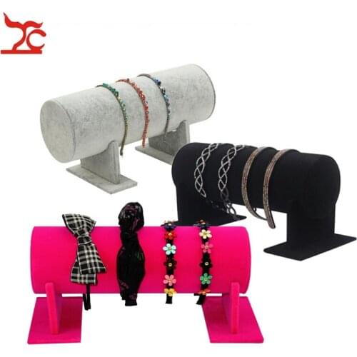 Portable Velvet Jewelry Display Stand Bracelet Necklace Hair Hoop Headband Display Organizer Holder Chain T-Bar Stand 30cm