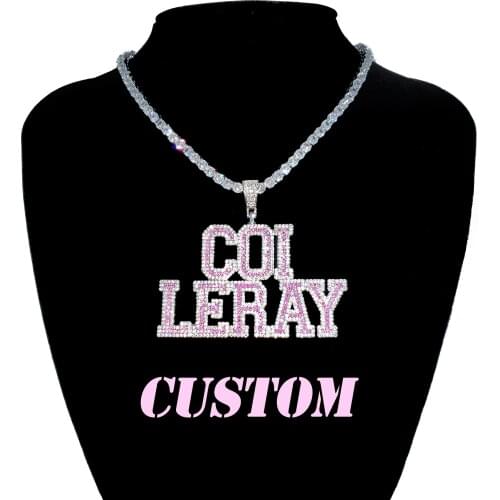 Varsity Font Letters Custom Name Necklace Tennis Chain Icy Nameplate Bling Name Pendant Personalized Name Jewelry for Her Gifts