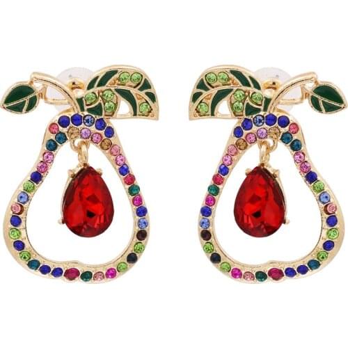 Fashion Crystal Rhinestone Geometric Statement ZA Earrings Jewelry For Women Creative Fruit Pear Shape Dangle Earrings Female