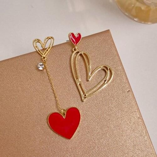 Asymmetric Hollow Love Long Tassel Earrings Korean Temperament Ins 2021 New Trend Earrings Exquisite Women Jewelry Earrring Cute