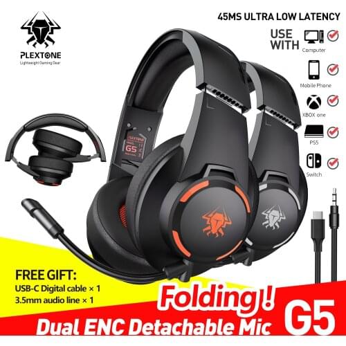 PLEXTONE G5 Over Ear Foldable Wireless Headset Headphone Portable Stereo Sport Headphone with Microphone Noise Cancelling