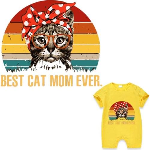 Cat Mom Badges Thermal Transfer Stripe Eco-Friendly Washable Diy T-Shirt Clothing Stickers Stickers On Clothes Custom Made