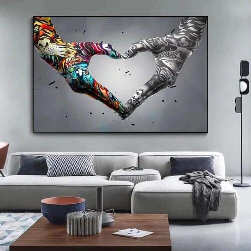 Street Graffiti Art Gesture Love Canvas Painting Poster and Prints Graffiti Wall Art Decorative Picture for Room Home Decor