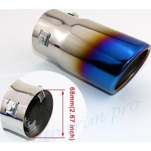 Blue Universal 68mm 2.7" Inlet Auto Tail throat Muffler Exhaust Rear Pipe Cover Decorate Stainless Steel