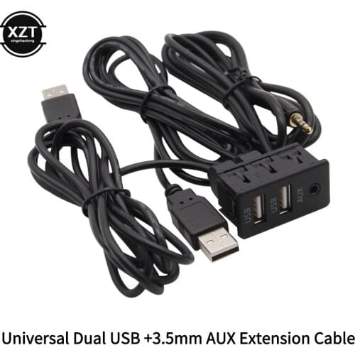 Universal 150CM Car Dash Flush Mount USB Port Panel Auto Boat 3.5mm AUX USB Extension Cable Adapter for Volkswagen Toyota