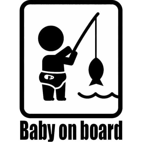 11*15.2CM BABY ON BOARD Fishing Fashion Vinyl Car Sticker Funny Personality Window Decals for Mitsubishi Stickers