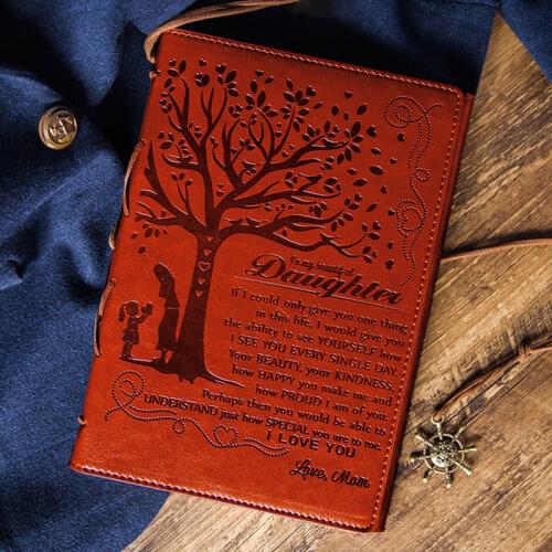 To My Daughter From Mom/Dad Engraved Leather Journal Notebook with Bookmark Travel Business Diary Book Gift GDeals
