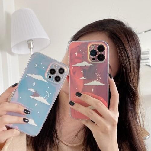 High Quality Laser Dream Cloud Soft Silicone Phone Case for iPhone 12 Pro 7 8 Plus 11 X XS XS MAX Korea Fashion Back Cover Coque