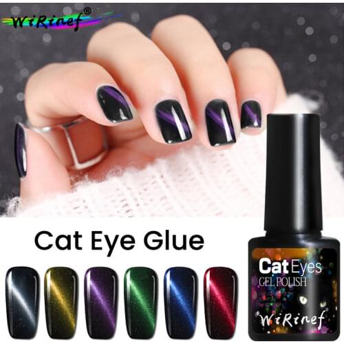 WiRinef 8ml 6colors 3D Cat Eye Top Coat Gel Nail Polish UV Varnish Magnetic Stick Primer Gel Nail Lacquer Gel