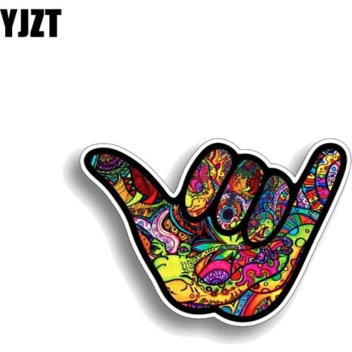 YJZT 12.7CM*8.9CM Shaka Hang Loose Graffiti Car Sticker Reflective Decal PVC 12-0484