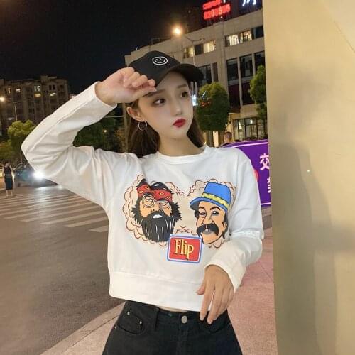 2021 Women Autumn Winter Print Pullover Korean Sweatshirt Female Harajuku Streetwear Long Sleeve T-shirt