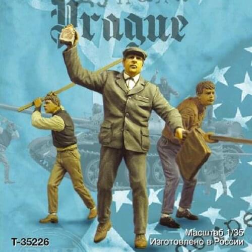 1/35 The People of Prague, Autumn 1968, 3 figures, Resin Model Soldier GK, military themes, Unassembled and unpainted kit