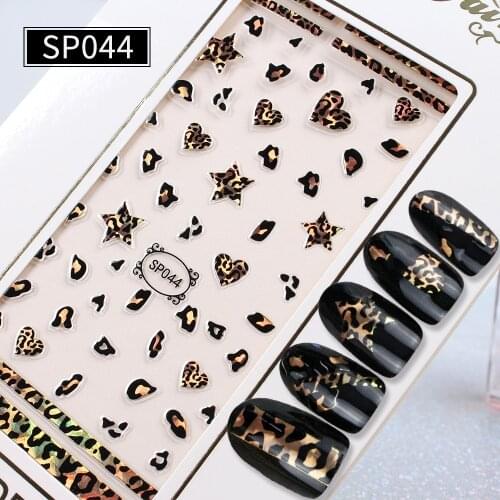 1pc Black/Yellow Leopard Star Love Sexy Nail Art Water Transfer Stickers Decals 3D sticker DIY Design Bronzing Decoration