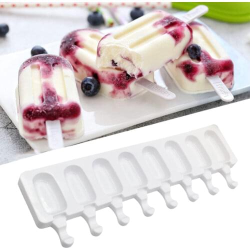 4Grid-8 Grid Ice Cream Mold Makers Silicone Thick material DIY Molds Ice Cube Moulds Dessert Molds Tray With Popsicle