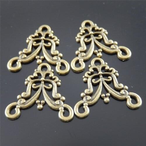 50Pieces) Women Retro Bronze Alloy Hollow Necklace Pendant Bracelet Charms Connector 16*12mm Bohemia Jewelry Findings 31395