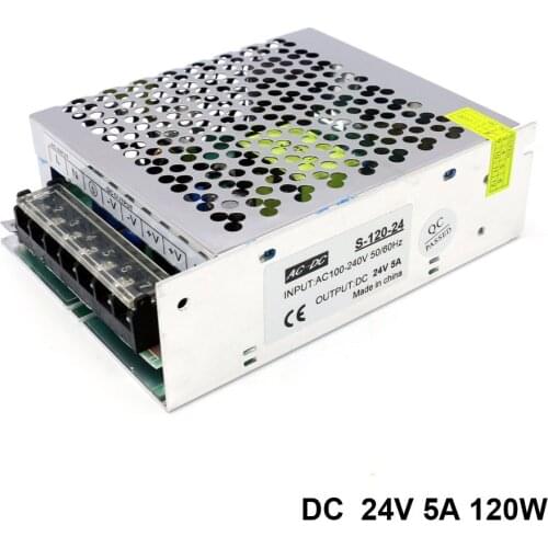 Ac 100-240V to Dc Mesh Iron Shell Switching 24V 1A 2A 3A 4.2A 5A 120W Power Supply for Led Lights