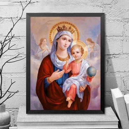 Diamond Embroidery Full Display Diamond Painting Picture Of Rhinestones Diamond Mosaic Religious Icon Virgin Mary Art