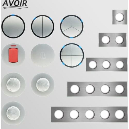 Avoir Wall Light Push Button Switch Electrical Sockets And Switches Gray Aluminum Brushed Panel Dimmer DIY Free Combination 220V