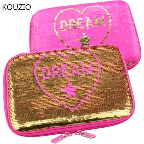 Sequin pencil case glitter for girls kawaii unicorn estuche escolar trousse scolaire stylo piornik szkolny school supplies cute