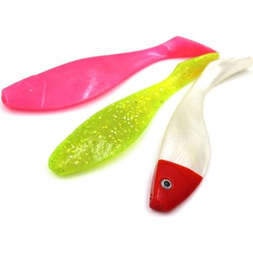 BlueSardine 3PCS 7G 10CM Soft Bait Fishing Lures Plastic Soft lures Fishing Tackle Yellow Red Pink