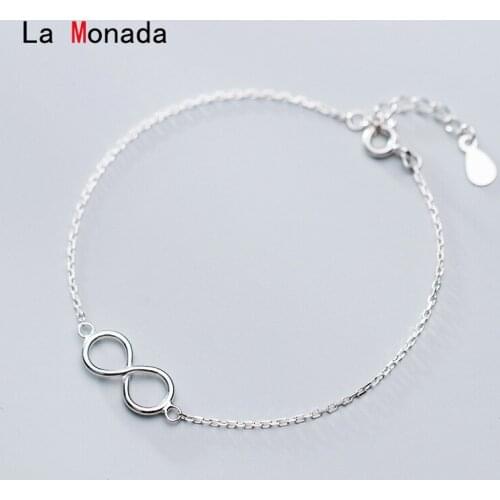 La Monada 925 Sterling Silver Jewelry Fashion Infinite Eight Minimalism Bracelets For Women Chain Trendy Silver 925 Bracelet