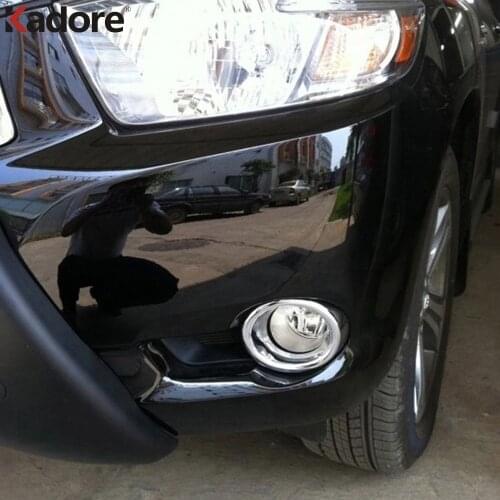 For Toyota Highlander 2008 2009 2010 ABS Chrome Front Foglight Lamp Cover Trim Fog Light Frame Trim Car Styling Accessories 2pcs