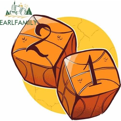 EARLFAMILY 13cm x 12.5cm For Basketball Dice Car Stickers Laptop Fine Decal Vinyl Material Anime Occlusion Scratch Decoration