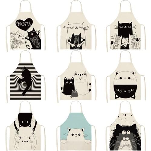 FYMX Naughty Cat Apron kitchen Funny Hand Painted Style Cook Aprons For Home And Kitchen Uensils
